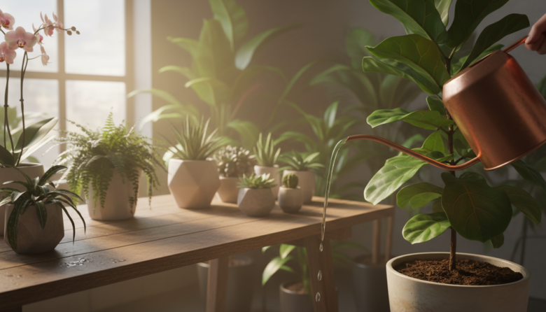 watering plants correctly in home gardens